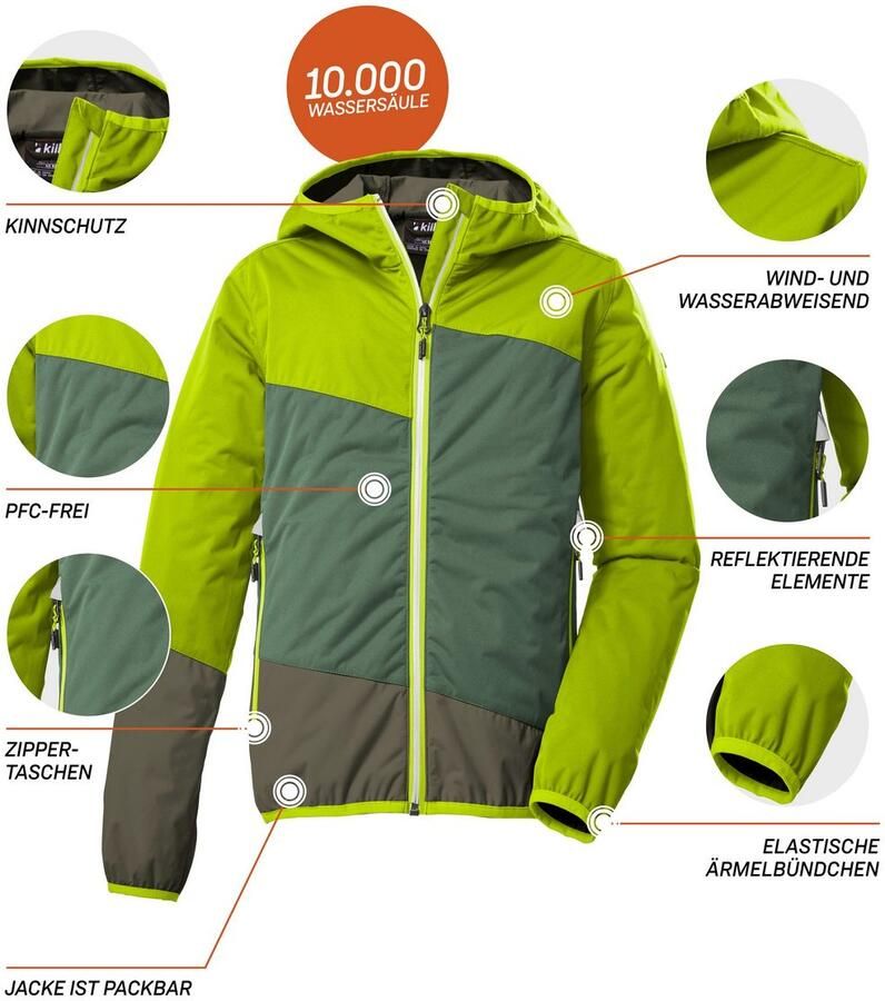 Killtec Outdoorjack KOS 223 BYS JCKT Wind- en waterdichte kinderjas opvouwbaar reflecterend