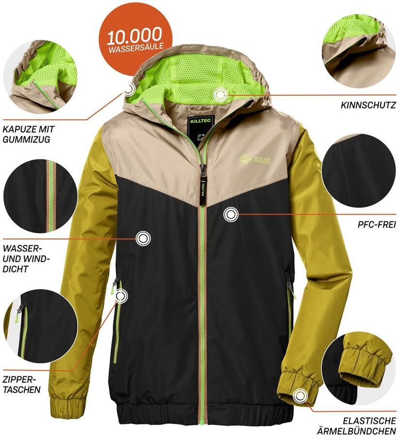 Killtec Outdoorjack KOS 288 BYS JCKT Waterdichte functionele jas met colourblock-design en capuchon