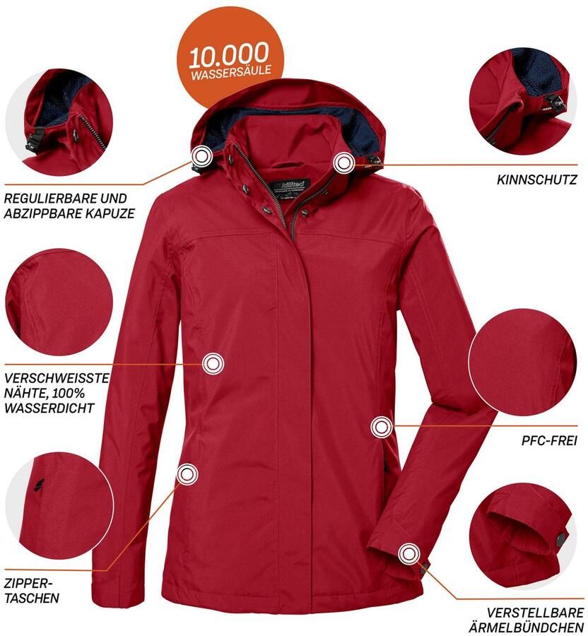 Killtec Outdoorjack KOS 42 WMN JCKT Water- u winddicht ademend capuchon afritsbaar mouw verstelbaar