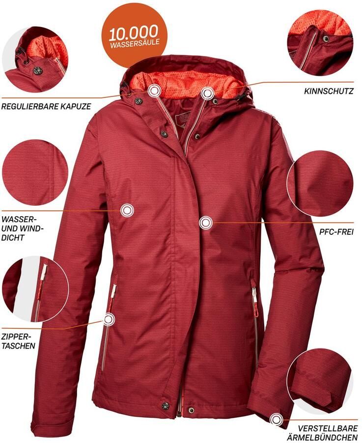 Killtec Outdoorjack KOS 68 WMN JCKT Waterdichte ademende jas met fluorvrije impregnering