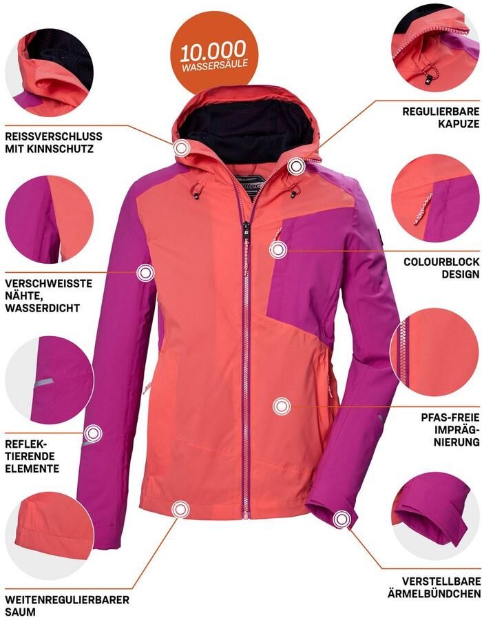 Killtec Outdoorjack KOS 83 WMN JCKT Damesjas: Colourblock waterdicht ademend - Foto 3