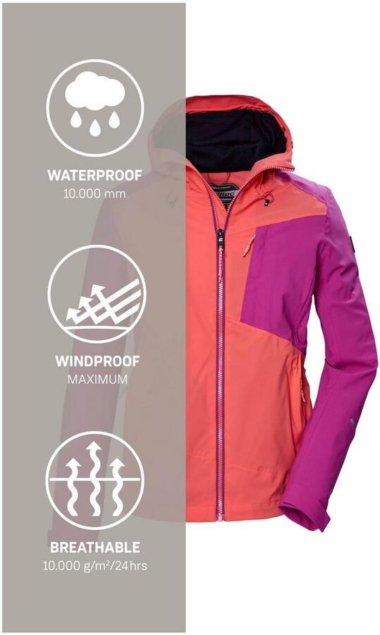 Killtec Outdoorjack KOS 83 WMN JCKT Damesjas: Colourblock waterdicht ademend - Foto 7