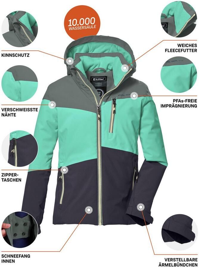 Killtec Outdoorjack KOW 170 GRLS JCKT Functionele jack met capuchon en sneeuwvang waterdicht - Foto 3