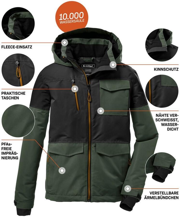 Killtec Outdoorjack KOW 29 BYS SKI JCKT Ade de waterdichte jas met 10.000 mm waterkolom