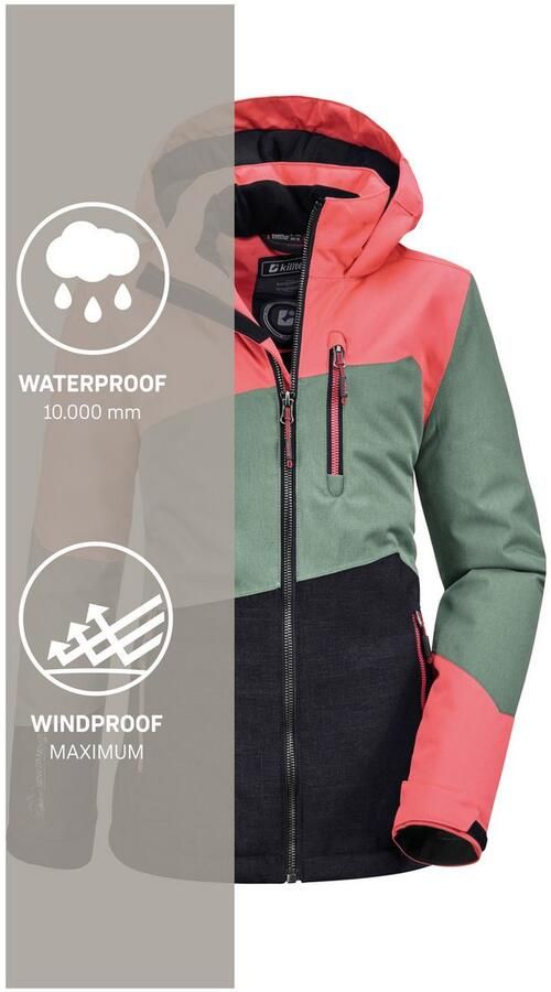 Killtec Outdoorjack Lynge GRLS JCKT B Waterdichte winterjas met capuchon fleece verstelbare mouwen - Foto 9