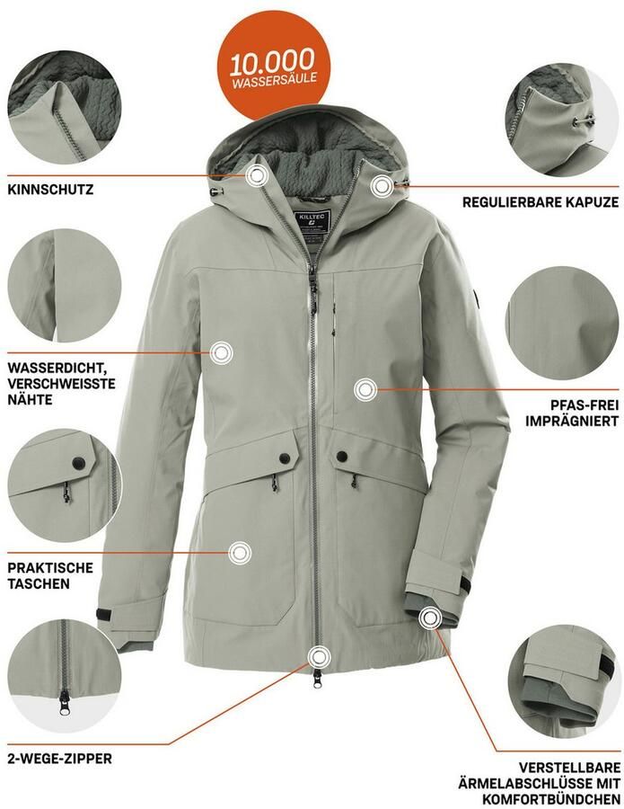 Killtec Parka KOW 16 WMN PRK Water- u. winddichte dames functionele parka met hoge ademend vermogen