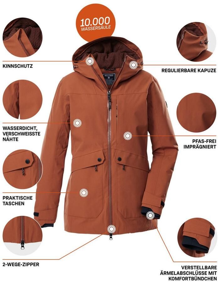 Killtec Parka KOW 16 WMN PRK Water- u. winddichte dames functionele parka met hoge ademend vermogen