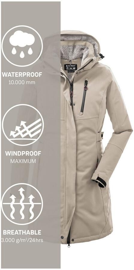 Killtec Parka KOW 165 WMN PRK Water- en winddichte parka met teddyfleece en afneembare capuchon - Foto 5