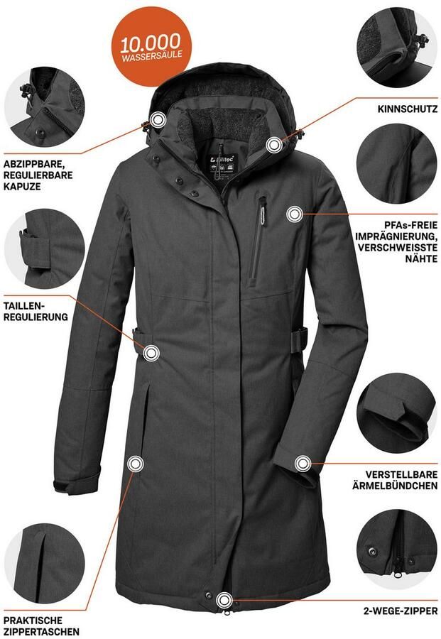 Killtec Parka KOW 303 WMN PRK Waterdichte ademende damesparka met afneembare capuchon - Foto 3