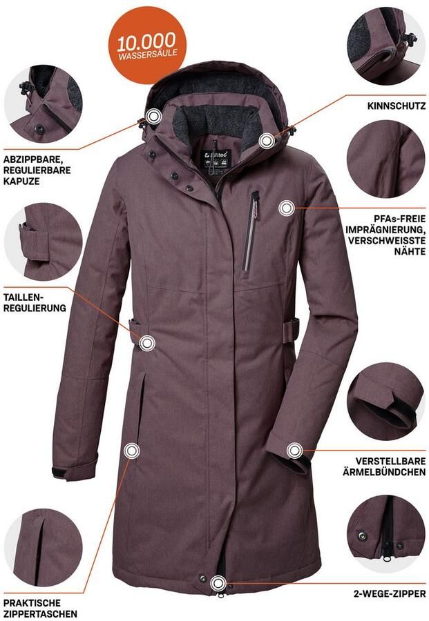 Killtec Parka KOW 303 WMN PRK Waterdichte ademende damesparka met afneembare capuchon - Foto 3