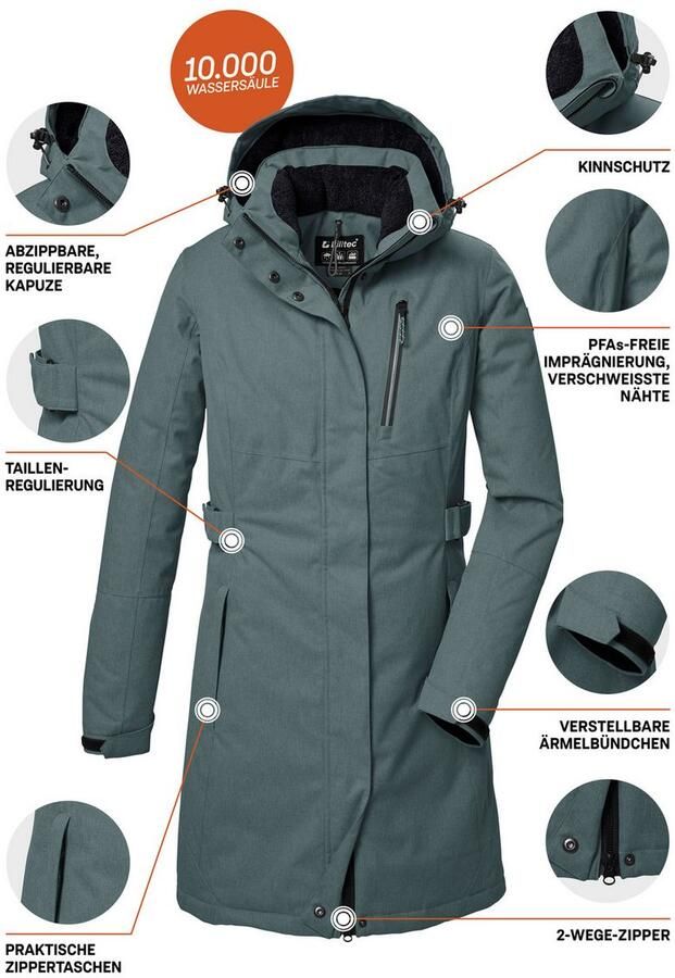 Killtec Parka KOW 303 WMN PRK Waterdichte ademende damesparka met afneembare capuchon - Foto 3