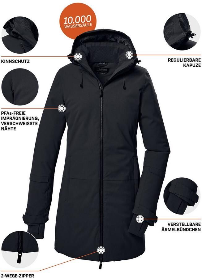 Killtec Parka KOW 307 WMN PRK Water- en winddichte functionele parka met 10.000 mm waterkolom