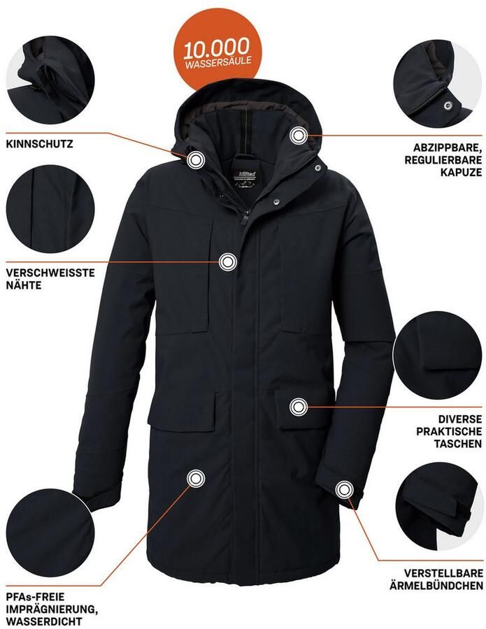 Killtec Parka KOW 80 MN PRK Water- en winddichte functionele parka ade d gerecycled