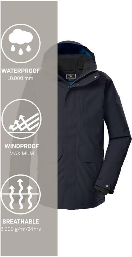 Killtec Parka KOW 85 MN PRK Water- en winddicht ade d afneembare capuchon PFAs-vrij - Foto 5