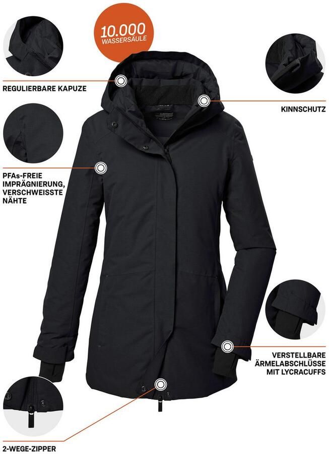 Killtec Parka KOW 93 WMN PKR Water- en winddichte damesparka ademend gerecycled materiaal