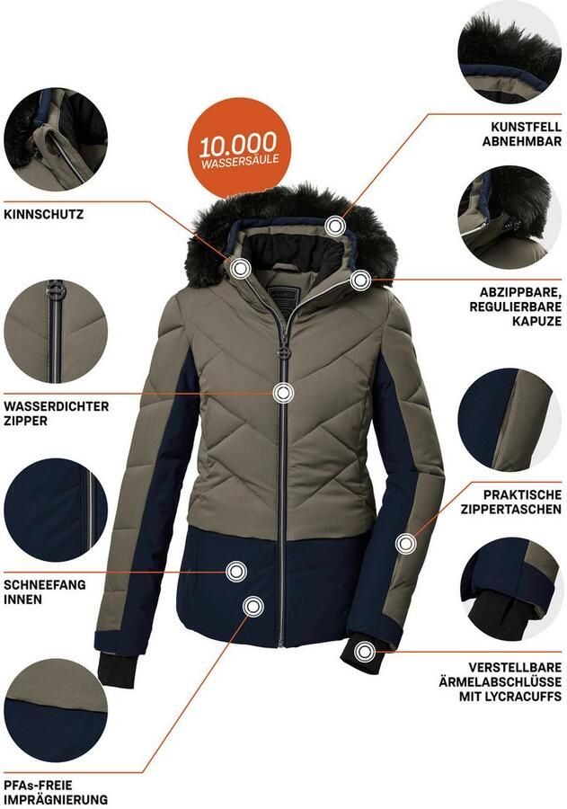 Killtec Ski-jack KSW 102 WMN SKI QLTD JCKT Stijlvolle ski-jas waterafstotend afneembare kunstbontkraag - Foto 2