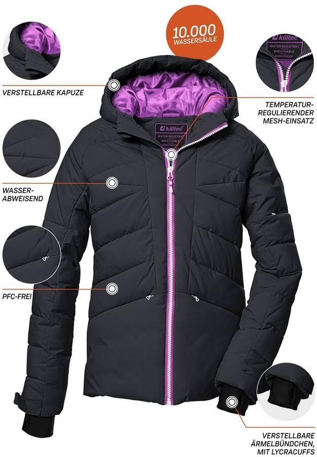 Killtec Ski-jack KSW 116 GRLS SKI QLTD JCKT Waterafstotende winddichte winterjas met sneeuwvanger - Foto 2