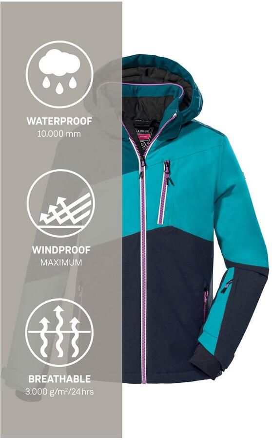 Killtec Ski-jack KSW 166 GRLS SKI JCKT Ademende water- en winddichte skijas met afneembare capuchon - Foto 8