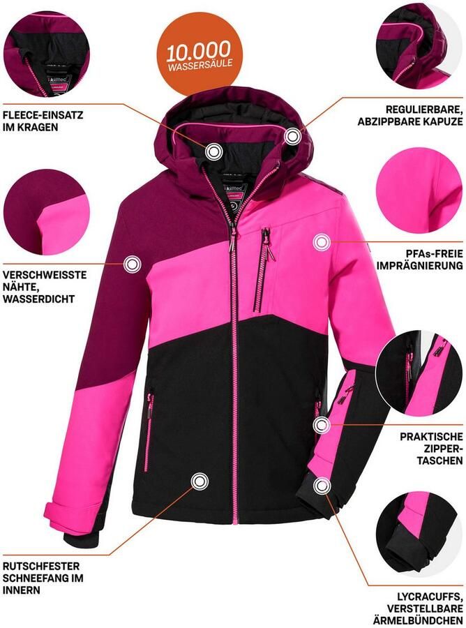 Killtec Ski-jack KSW 166 GRLS SKI JCKT Ademende water- en winddichte skijas met afneembare capuchon - Foto 3