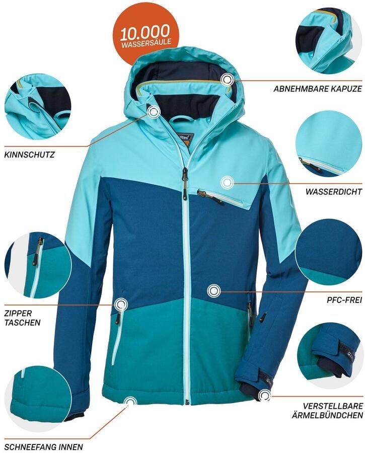 Killtec Ski-jack KSW 182 GRLS SKI JCKT Water- en winddichte skijas met reflecterende elementen