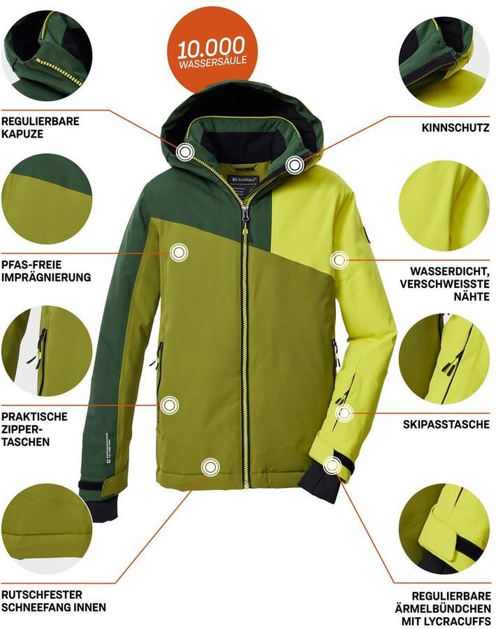 Killtec Ski-jack KSW 192 BYS SKI JCKT Wind- en waterdichte kinder ski jas met verstelbare capuchon