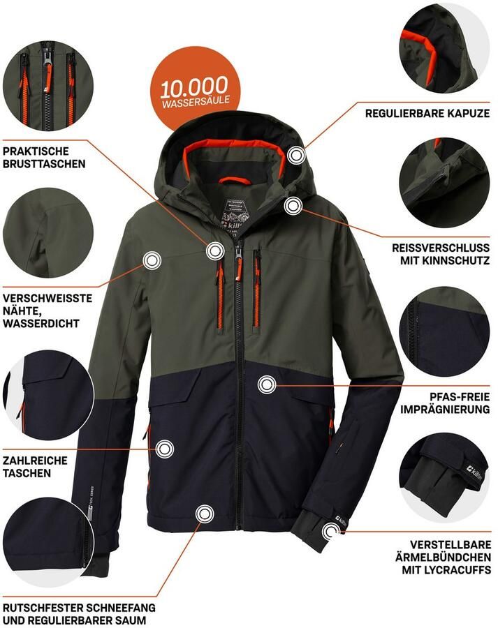 Killtec Ski-jack KSW 201 BYS SKI JCKT Stijlvolle water- en winddichte ski-jas met reflecterende details