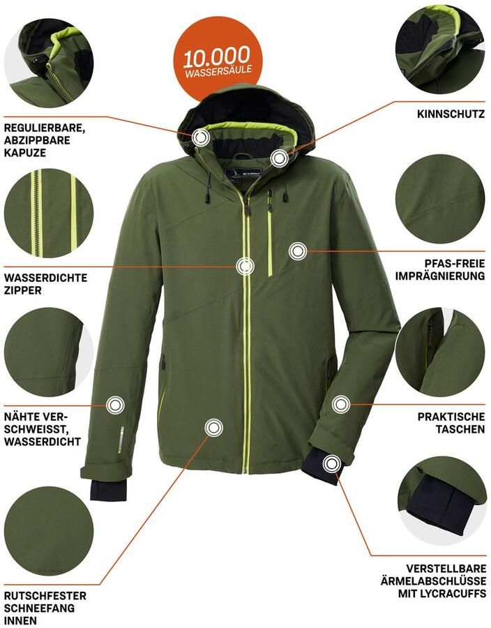 Killtec Ski-jack KSW 24 MN SKI JCKT Ade de water- u. winddichte functionele jas afneembare capuchon - Foto 2