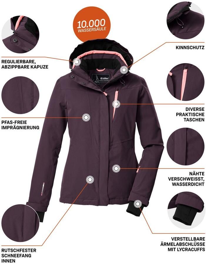 Killtec Ski-jack KSW 25 WMN SKI JCKT Ade de waterdichte skijas met afneembare capuchon - Foto 2