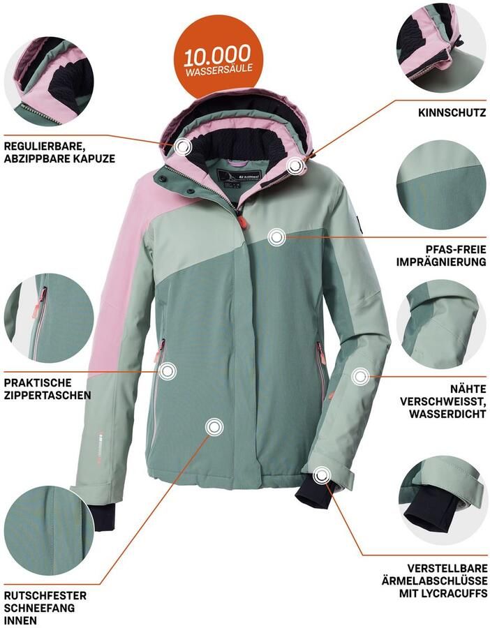 Killtec Ski-jack KSW 26 WMN SKI JCKT Wind- en waterdicht ade d colourblock-design PFAS-vrij - Foto 2