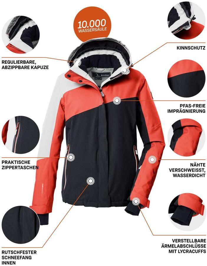Killtec Ski-jack KSW 26 WMN SKI JCKT Wind- en waterdicht ade d colourblock-design PFAS-vrij