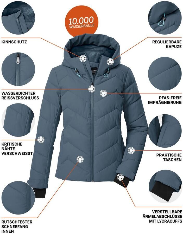 Killtec Ski-jack KSW 31 WMN SKI QLTD JCKT Winddichte waterafstotende ski jas met donslook en sneeuwvanger