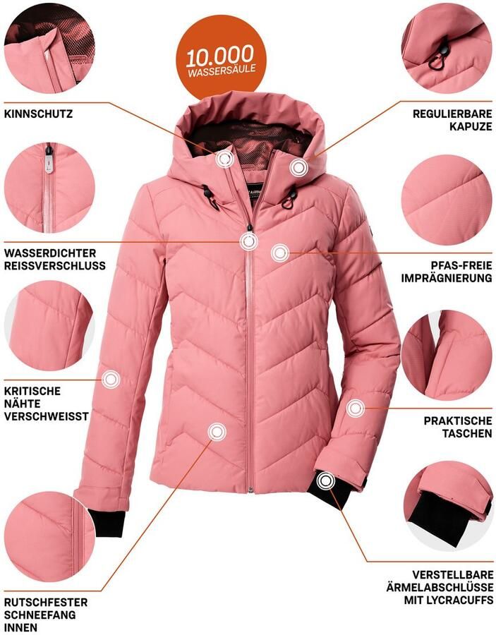 Killtec Ski-jack KSW 31 WMN SKI QLTD JCKT Winddichte waterafstotende ski jas met donslook en sneeuwvanger