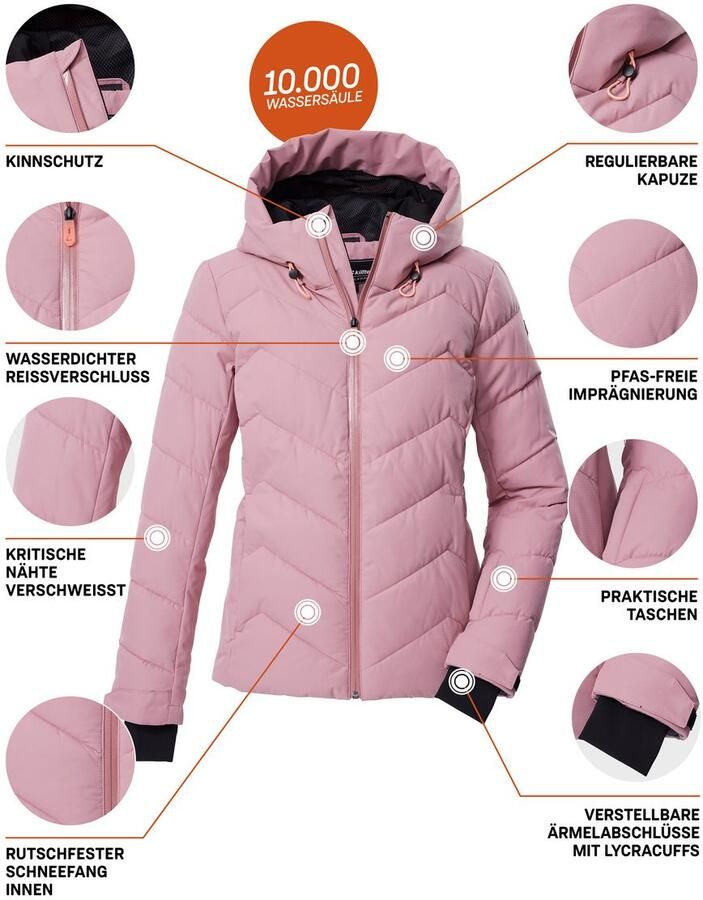 Killtec Ski-jack KSW 31 WMN SKI QLTD JCKT Winddichte waterafstotende ski jas met donslook en sneeuwvanger