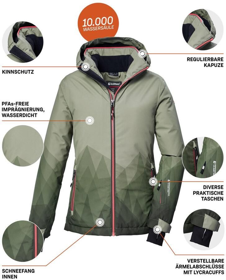 Killtec Ski-jack KSW 328 GRLS SKI JCKT Water- en winddichte meisjeswinterjas met verstelbare capuchon