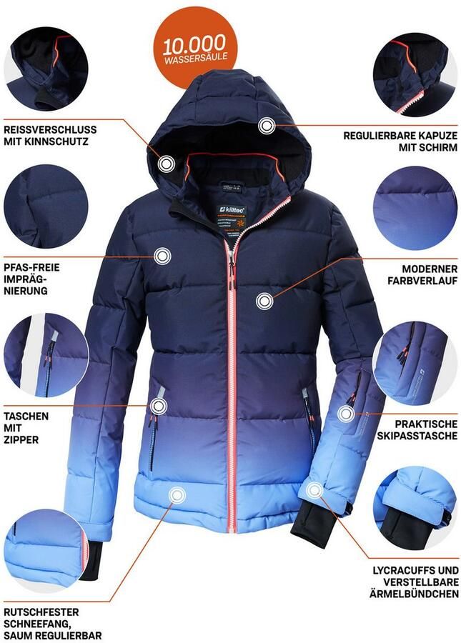 Killtec Ski-jack KSW 330 GRLS SKI QLTD JCKT Waterafstotende winterjas ade d verstelbare capuchon - Foto 2