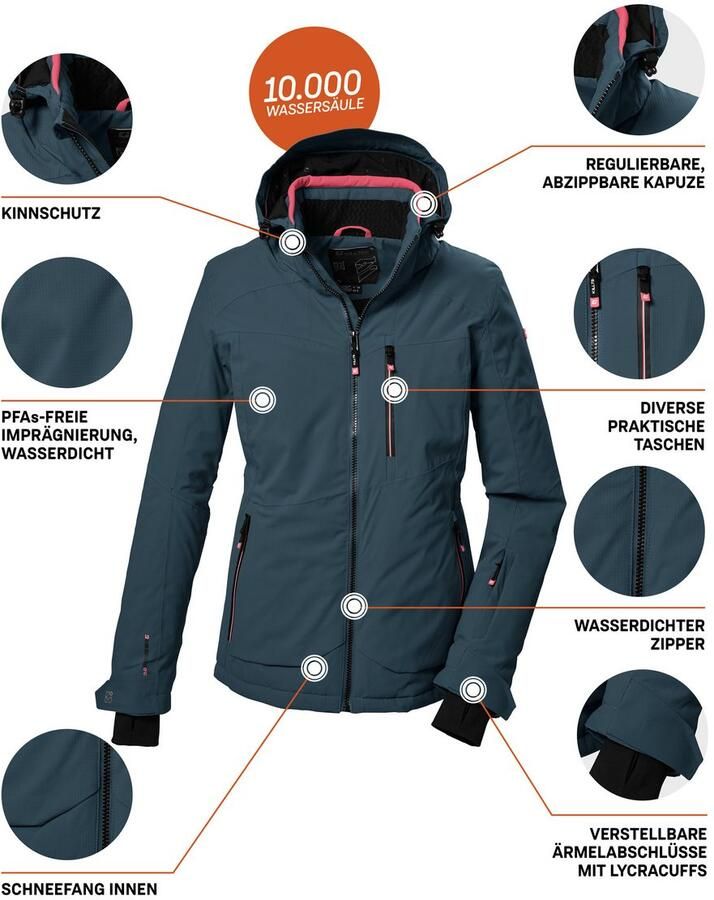 Killtec Ski-jack KSW 36 WMN SKI JCKT Waterdichte damesjas met afneembare capuchon en sneeuwvanger