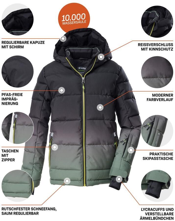 Killtec Ski-jack KSW 382 BYS SKI QLTD JCKT Waterafstotende winddichte winterjas met verstelbare capuchon