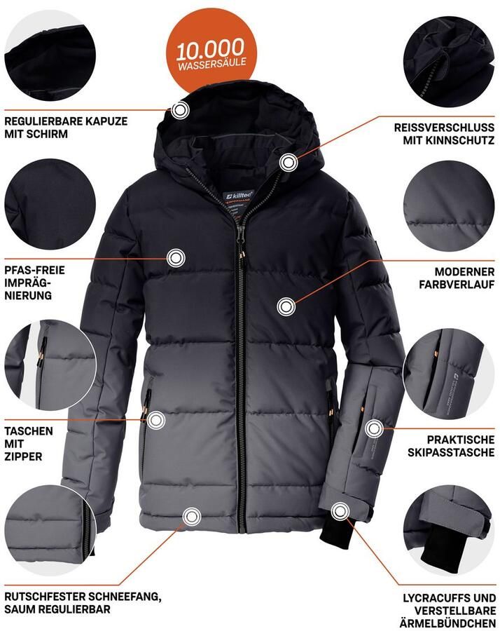 Killtec Ski-jack KSW 382 BYS SKI QLTD JCKT Waterafstotende winddichte winterjas met verstelbare capuchon