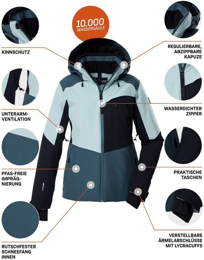Killtec Ski-jack KSW 39 WMN SKI JCKT Waterdichte dames ski jas met ademend vermogen en slimme functies - Foto 3