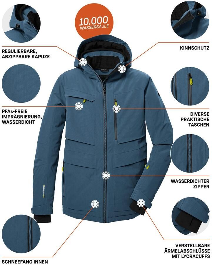Killtec Ski-jack KSW 43 MN SKI JCKT Waterdichte ade de herenjas met afneembare capuchon