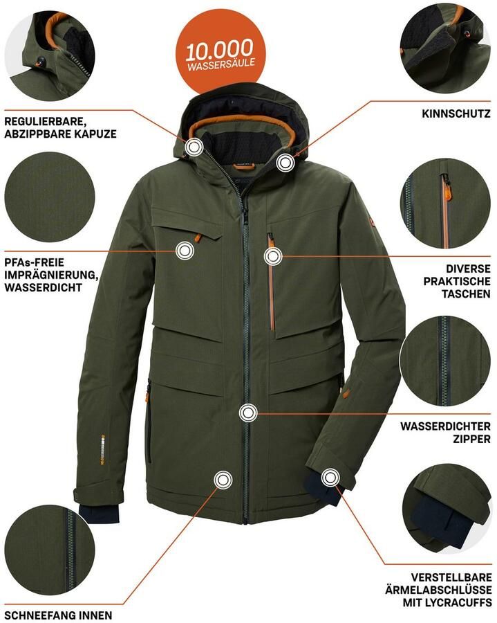Killtec Ski-jack KSW 43 MN SKI JCKT Waterdichte ade de herenjas met afneembare capuchon - Foto 2
