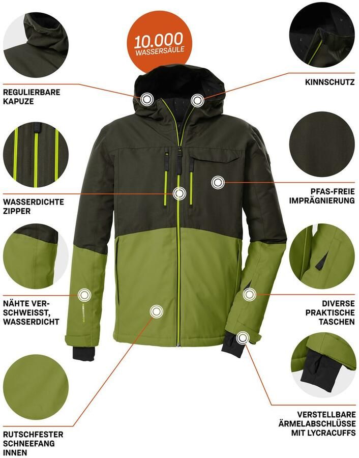 Killtec Ski-jack KSW 53 MN SKI JCKT Skijas: waterdicht ade d colourblock vele zakken
