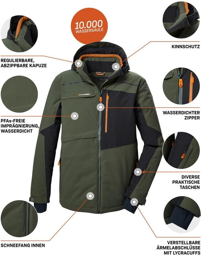 Killtec Ski-jack KSW 71 MN SKI JCKT Waterdichte ade de skijas met afneembare capuchon - Foto 2