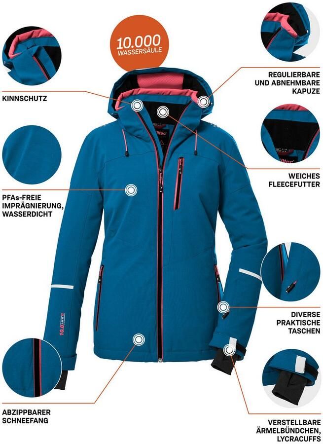 Killtec Ski-jack KSW 81 WMN SKI JCKT Waterdichte ademende winterjas met afneembare capuchon - Foto 2