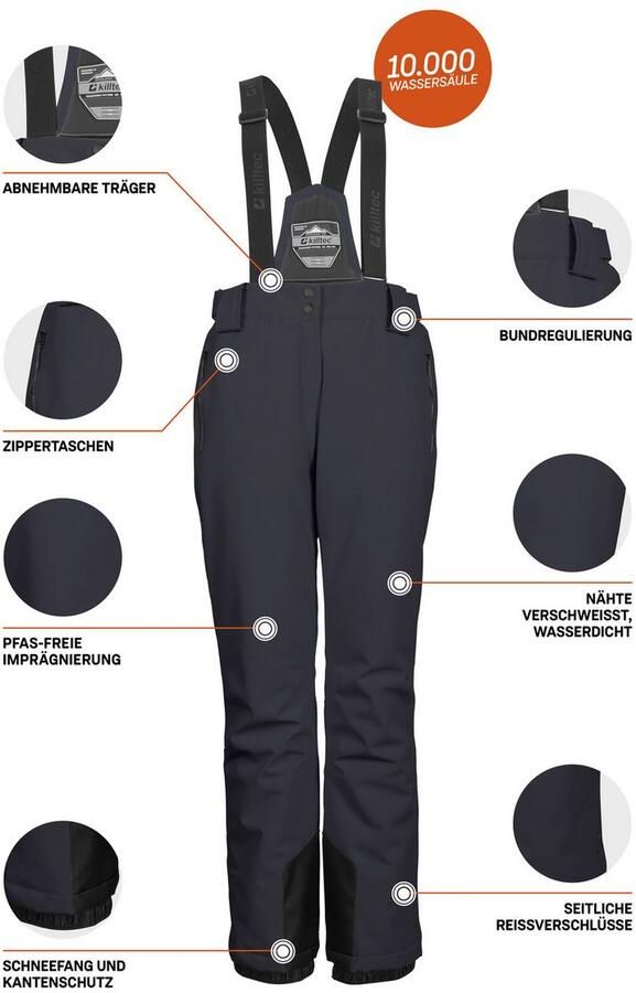 Killtec Skibroek KSW 249 WMN SKI PNTS_ERIELLE Wind- en waterdicht verstelbare banden PFAS-vrij geïmpregneerd