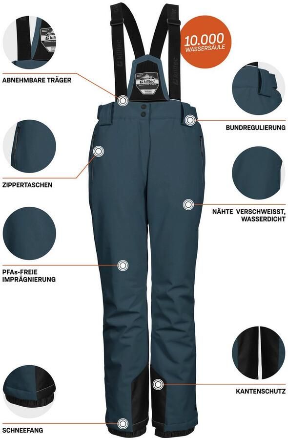 Killtec Skibroek KSW 249 WMN SKI PNTS Water- en winddicht afneembare bandjes verstelbare taille
