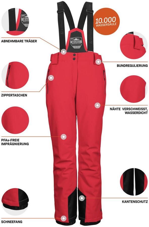 Killtec Skibroek KSW 249 WMN SKI PNTS Water- en winddicht afneembare bandjes verstelbare taille