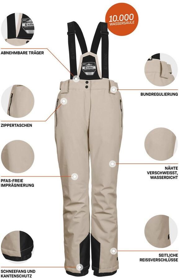 Killtec Skibroek KSW 249 WMN SKI PNTS Wind- en waterdicht verstelbare banden PFAS-vrij geïmpregneerd
