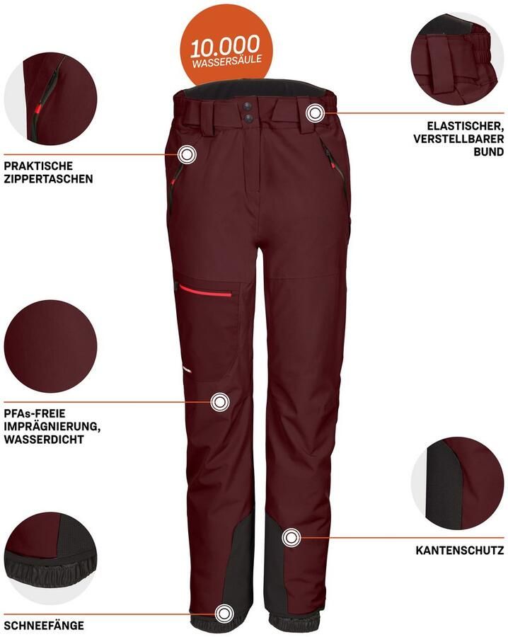 Killtec Skibroek KSW 49 WMN SKI PNTS Waterdichte ademende skibroek met kantbescherming en sneeuwvangers