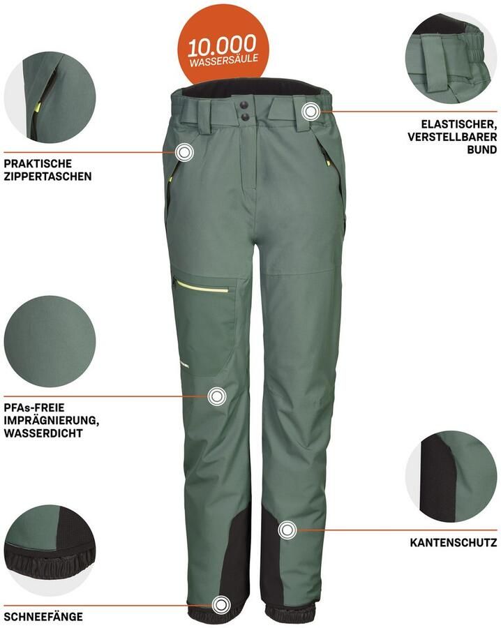 Killtec Skibroek KSW 49 WMN SKI PNTS Waterdichte ademende skibroek met kantbescherming en sneeuwvangers